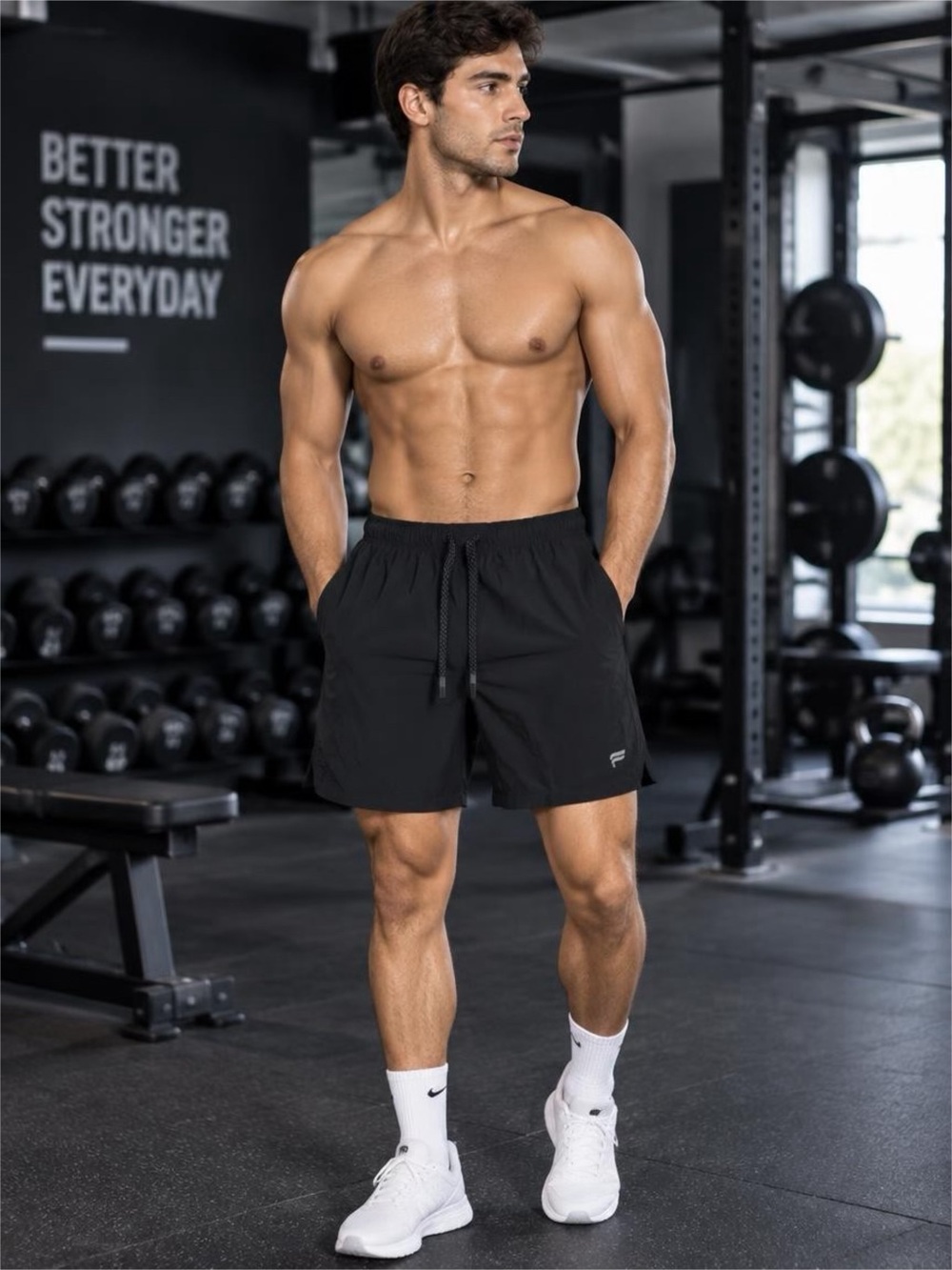 Men's Fabletics Black Athletic Training Shorts with Drawstring